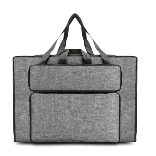 CEWROM Bolsa de dibujo A3 impermeable para dibujo y bocetos – Porfolio portátil para niños y artistas – Bolsa para dibujar, carpeta de artista, gris, 52 x 36 x 7 cm, Organizador de bolsillo