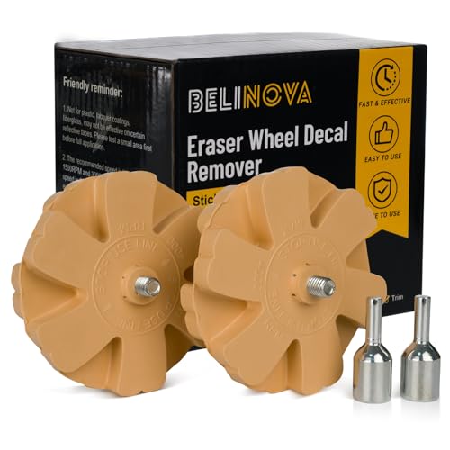 Image of 2 Pack 3.5 inch Decal Remover Eraser Wheel Adhesive Remover | with Adapter Rubber Eraser Wheel for Drill Removes Car Decal Vinyl Tape Graphics Pinstripe Sticker Remover