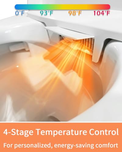 Image of TOTTE Smart Toilet with Bidet Built-in, Automatic Lid, Heated Seat & Dryer, ADA Comfort Height Bidet Toilet, Foam Shield, Night Light, Instant Warm Water, Built-in Aroma System for Modern