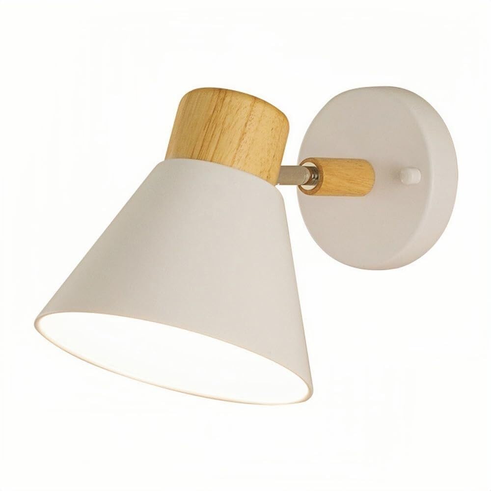 JYBNBBE Nordic Modern Bedside Wall Lamp with Adjustable Macaron Metal Lampshade, E27, Wall-Mounted Lighting for Bedroom, Living Room, Corridor, and More,White