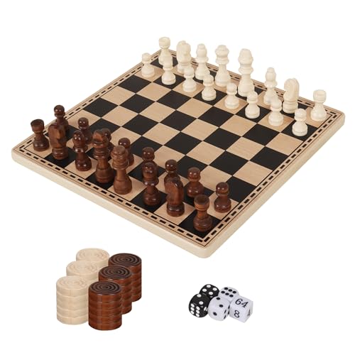 Juego 3 en 1 portátil de Ajedrez, Damas y Backgammon 10"