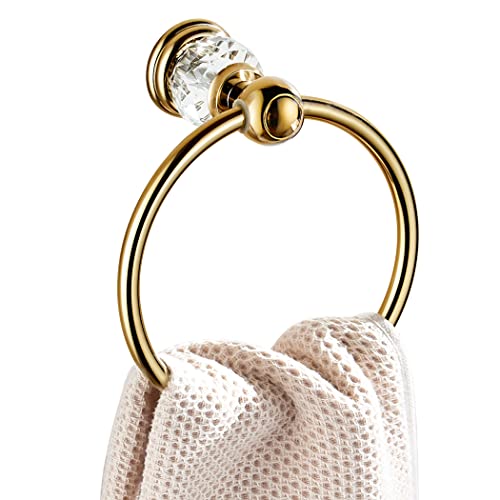 WINCASE Crystal Towel Ring, Gold Towel Holders for Bathrooms, Rou...