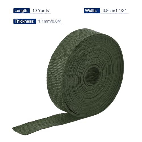 Image of MECCANIXITY Lightweight Polypropylene Webbing Strap 1.5 inch 10 Yard Backpack Strapping Band Army Green for Outdoor Luggage Cargo Straps