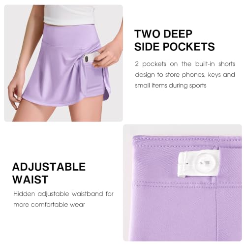 Image of FitsT4 Sports Girl's Golf Skirt Adjustable Waist Active Tennis Skort UPF50+