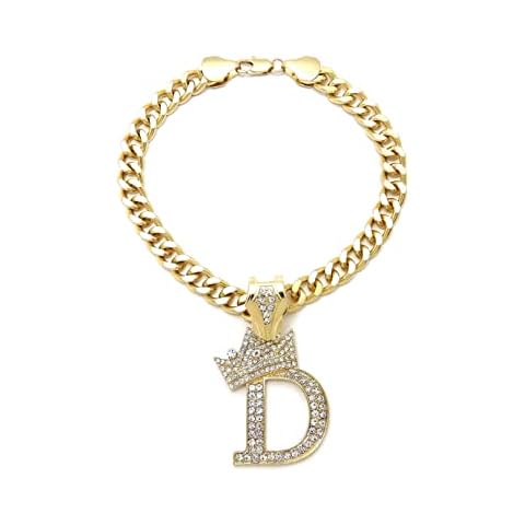 Initial Letter Cuban Chain Dog Chain Pet Collar Chain Pet, Cat, Puppy Necklace (D, 18") Cover