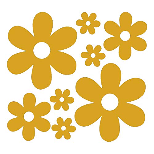 Image of Groovy Daisy Flower (Metallic Gold) (Set of 2) Premium Waterproof Vinyl Decal Stickers for Laptop Phone Accessory Helmet Car Window Bumper Mug Tuber Cup Door Wall Decoration