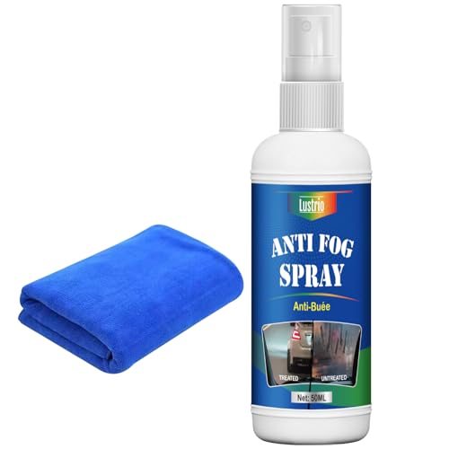Anti Fog Spray for Glasses & Goggles - Long Lasting Lens Cleaner & Defogger Solution - Prevents Fogging on Mirrors, Car Windows, Swim Masks, Helmets & More - No Streaks, Easy to Use, 50ml
