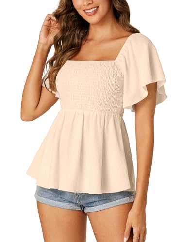 Image of LYANER Women's Square Neck Cute Peplum Top