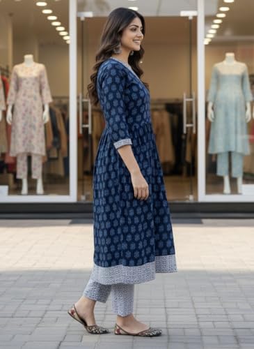 Image of SHIENZY Cotton Blend Kurta Set for Women
