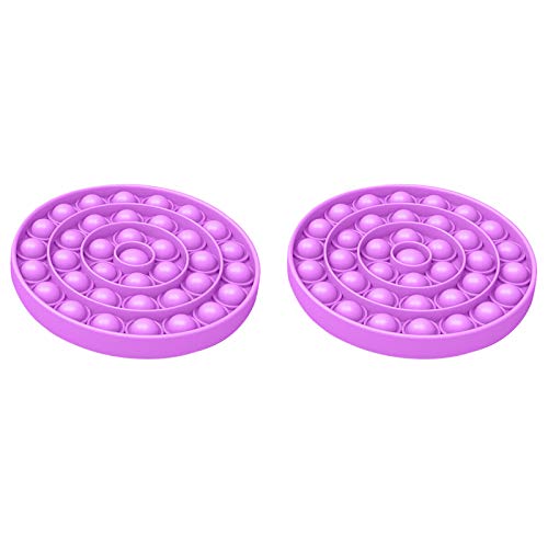 2PC Push Pop Bubble Fidget Sensory Toy Special Needs Stress Reliever Circle 2 Piece Set Autism Toy for Kids Adults (Purple)