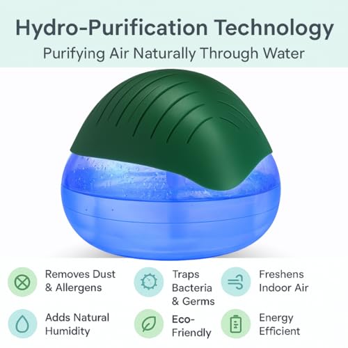 Image of Humidifier Revitalizer Hygiene Portable Room Air Purifier and with Led Lights, Run Time: 16 Hours- Perfect for Living Rooms, Kitchen, Office & Hotels (24 * 24 * 12 cm,Green)-750 Ml