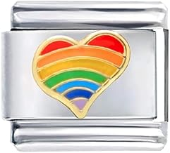 Rainbow Teardrop Heart Italian Charm link 9mm - Fits Bracelets Charms