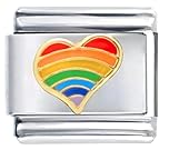 Rainbow Teardrop Heart Italian Charm link 9mm - Fits Bracelets Charms