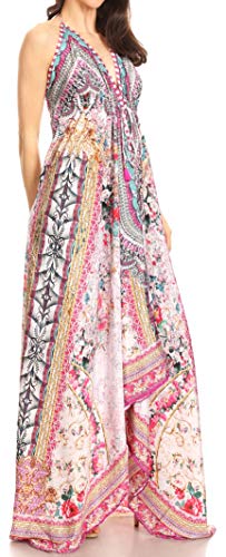Image of Sakkas Lizi Womens Maxi High-Low Halter Handkerchief Long Dress Beach Party