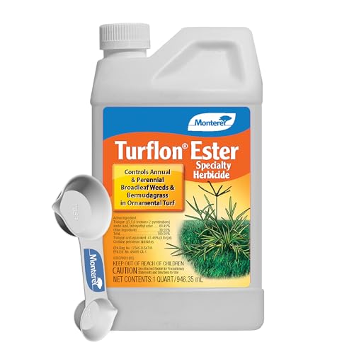 Monterey Turflon Ester Bundled with Measuring Spoon - Specialty Herbicide - Controls Annual & Perennial Broadleaf Weeds - 1 Quart