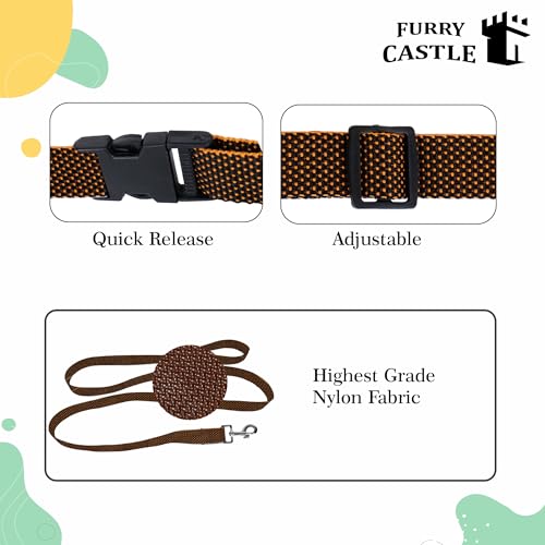 Image of Nylon Leash and Collar for Dogs with 360 Degree Rotating Clasp | Mustard Yellow | Water Proof | for Medium and Large Dogs in Medium Size