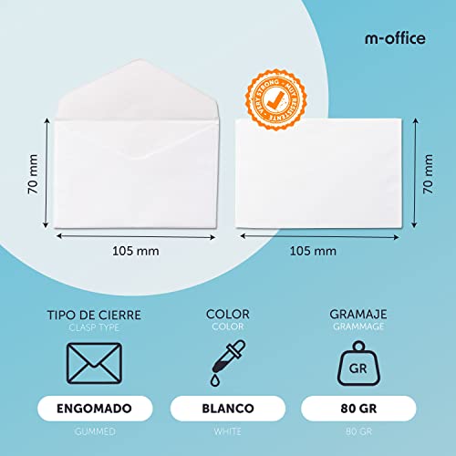 Sobres de papel blanco pequeños para invitaciones de boda y comunión, m-office mini solapa 2