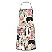 MSINCUDJ Fartuchy kuchenne, kwiatowy fartuch do gotowania psa Aussie z kieszeniami, wodoodporny fartuch szefa kuchni regulowany śliniak dla unisex