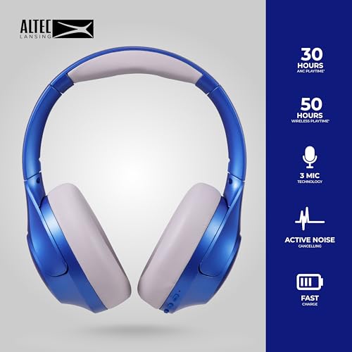 Image of Altec Lansing ComfortQ 2.0 Over Ear Bluetooth Headphones, Wireless Noise Cancelling Headphones with 50-Hour Battery, Foldable Design, Voice Assistant, Quick Charge, Bluetooth 5.3