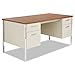 Double Pedestal Steel Desk, Metal Desk, 72w x 36d x 29-1/2h, Cherry/Putty