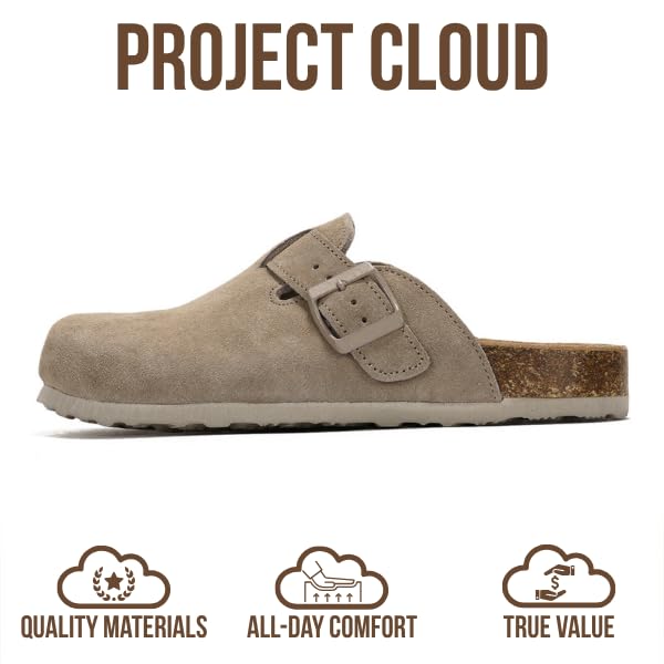 Image of Project Cloud 100% Genuine Leather Footbed Clogs for Women - Memory Foam Arch Support Slippers for Women - Trendy Slip-ons Women's Mules & Clogs Sandals