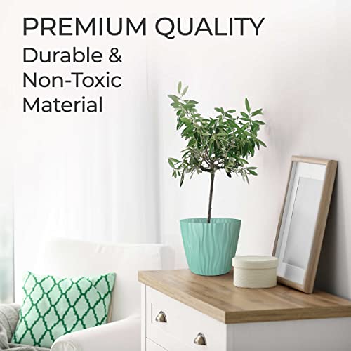 Mueller Austria Plant And Flower Pot 2/1 Set, Heavy Duty 6 Inch European Made Stylish Indoor/Outdoor Decorative Planter, For All House Plants, Flowers, Herbs, Mint Green #TOP1