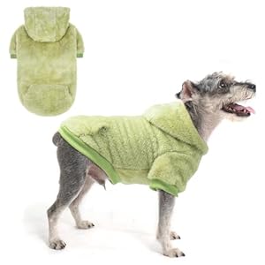 SCENEREAL Fleece Dog Sweater Hoodie for Small Medium Large Dogs, Fuzzy Warm Dog Sweatshirt with Pocket, Girl Boy Dog Clothes for Winter/Fall, Designer Cute Male/Female Dog Clothes with Leash Hole