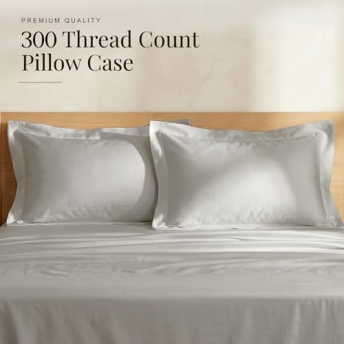 Image of Huesland Premium 100% Cotton Luxe Soft Touch 300 Thead Count Pillow Cover Set of 2 - Glacier Grey