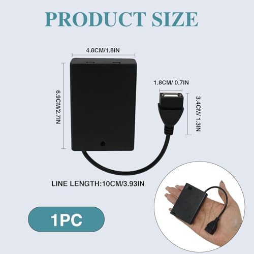 3AA Batteriehalter mit Timer und USB Anschluss, Batteriebox 5V mit Ein/Aus Schalter, Batteriegehäuse mit Deckel und USB Kabel für LED Beleuchtungszubehör
