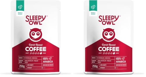 Image of Sleepy Owl Dark Roast Whole Coffee Beans | 250g Pack | 100% Arabica | Freshly Roasted While Beans (Pack of 2)