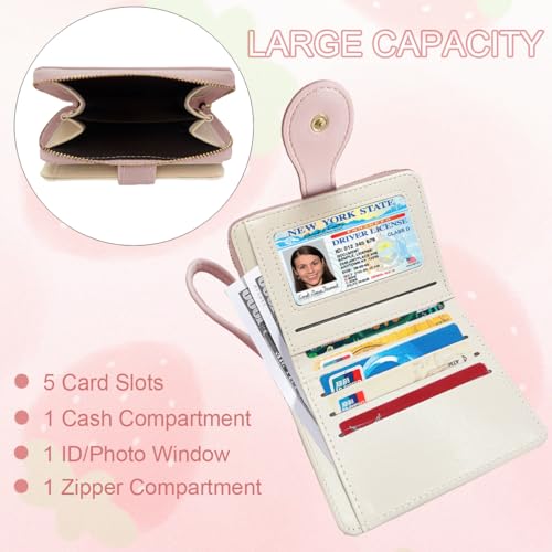 Image of Cute Print Wallet Blueberry Strawberry Cherry Wallet with Credit Card Slot Zipper Coin Pocket for Women Girls (PEACH)