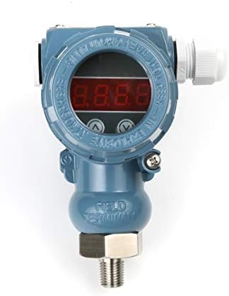 Gurlleu Industrial Explosion-Proof Pressure Transmitter, 4-20mA Signal Output, 1/4" NPT Male, LCD Digital Display, Gauge Pressure, ±0.5% FS High Accuracy Transducer (145PSI)