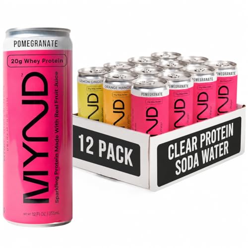 Image of MYND Sparkling Protein Water, Variety Pack, 12 Pack | 20g Whey Protein Isolate Per Can, Clear Protein Drink, Lactose Free, Gluten Free, No Added Sugar