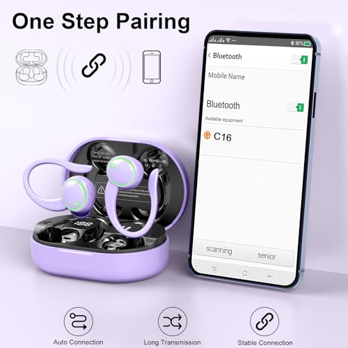 Image of Matast Wireless Earbuds, Bluetooth 5.4 Headphones Sports, 50H Playback Over-Ear Buds with ENC Noise Cancelling Mic, Deep Bass Fitness Earphones IP7 Gym Running Workout with Earhooks