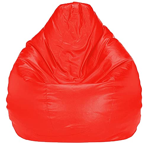Image of Casa Copenhagen Premium Leather Bean Bag Chair, Filled with Beans | Capacity: Upto 7 Ft Height, 200 KG Weight | 4XL | Red