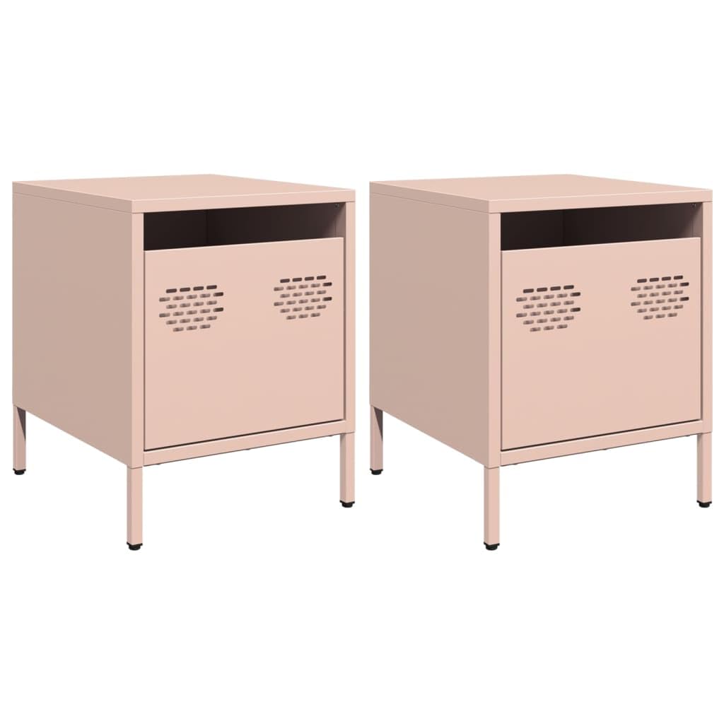 Table de chevet rose industrielle lot de 2 meuble d'appoint chambre