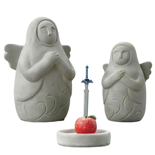 YUSNLAB Goddess Hylia Sculpture with Master Sword, Hand-Painted Cement Statue