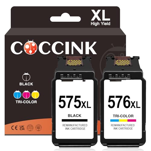 COCCINK PG 575XL CL 576XL Tinta para Canon 575XL 576 XL Cartucho de Tinta Compatible con pixma TR4755i TS3750i TS3551i TS3751i TS3752i TR4750i TR4751i TR4756i Impresora Negro y Color Remanufacturado