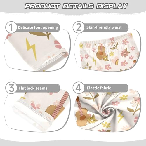 Guitar Flowers Girls Leggings,Workout Leggings for Girls Toddler Athletic Leggings Size for 3-10T3