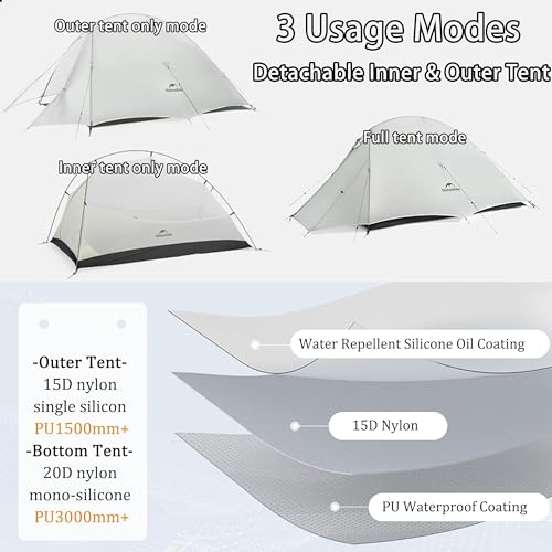 Carpa ultraligera para 1-2 personas Naturehike Cloud Up UL miniatura 3
