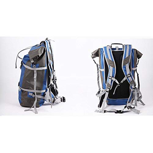 Resecu 100% Waterproof Backpack - Dry Bag Closure Daypack - 50L for Water Sports, Adventure Travel, Motorcycle Trips, or Bike Commuting (Blue)