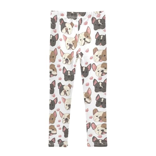 Wusikd Bulldog Dog Girls' Leggings Toddler Doodles Puppy Kids Yoga Pants Dance Active Tights 4T2