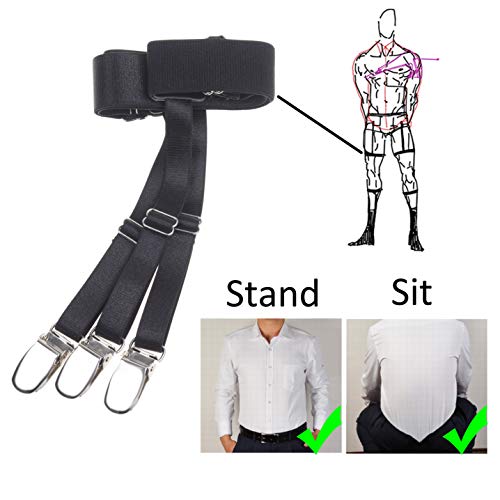 Image of Kare & Kind Adjustable Shirt Stays - Elastic Garter Uniform Holder with Non-Slip Metal Clamps - For Men and Women - Shirts, Police, Military Uniform - Comfortable for Daily Use