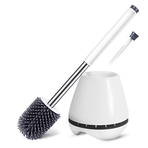 yotame Escobillas y Portaescobillas de Inodoro, Escobillas de Baño Silicona, Escobilla WC con Pinzas Escobillas de Inodoro, Cepillo y Soporte para Inodoro de Silicona, Blanco