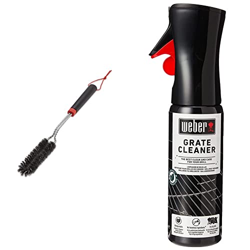 Weber Detail Brush - Slim BBQ Cleaning Brush with Durable Steel Bristles - 46cm & Grill Grate Cleaner Spray | Biodegradable BBQ Cleaner | Weber Barbecue Accessories - 300ml (17875)