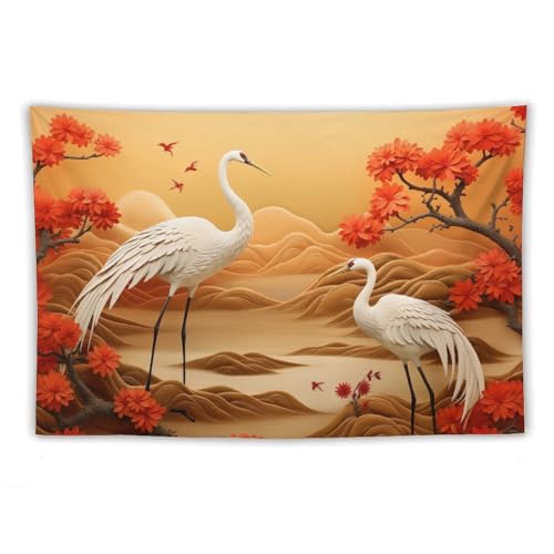 Tenture murale grue blanche grand tapis mural esthétique 150x230