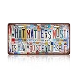 Vintage License Plate Inspirational Quotes Wall Decor What Matters Most Is How You See Yourself Metal Tin Sign For Bar Home 12 x 6 Inches