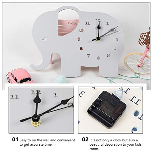 Winomo Wall Clock Decoration Elephant Wall Clock Silent Wall Clock Wall Hanging Elephant Sculpture For Kitchen Living Room Bedroom Home Artwork Gray S Room Decoration #TOP1