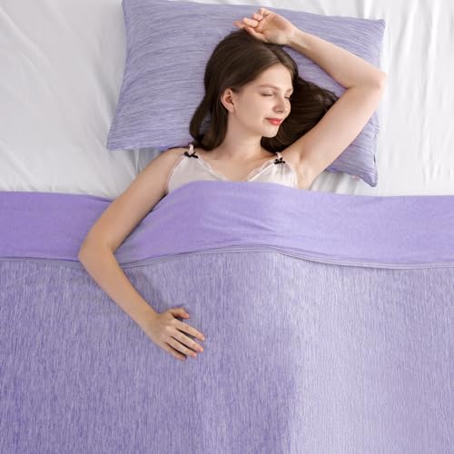 Elegear Revolutionary Cooling Blanket Queen Absorbs Heat to Keep Body Cool for Night Sweats, Arc-Chill 3.0 Cool Fiber Q-Max>0.5 for Hot Sleepers, Lightweight Summer Cold Blankets for Sleeping, Purple