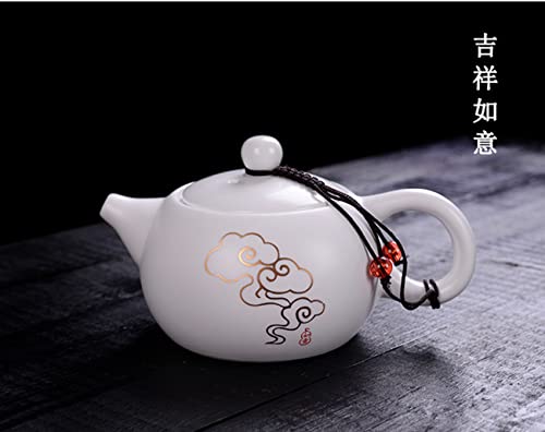 Image of Porcelain Teapot, 6oz Small Tea Pot White Chinese Gongfu Tea Set (Auspicious clouds)